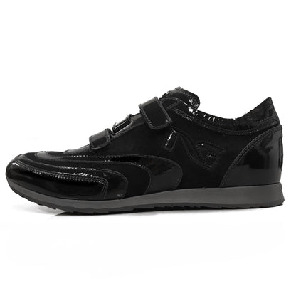 Sneakers A907919 in Vera Pelle Naplak, Pelle Scamosciata, chiusura triplo strappo, Nero 40/41x2/42/43
