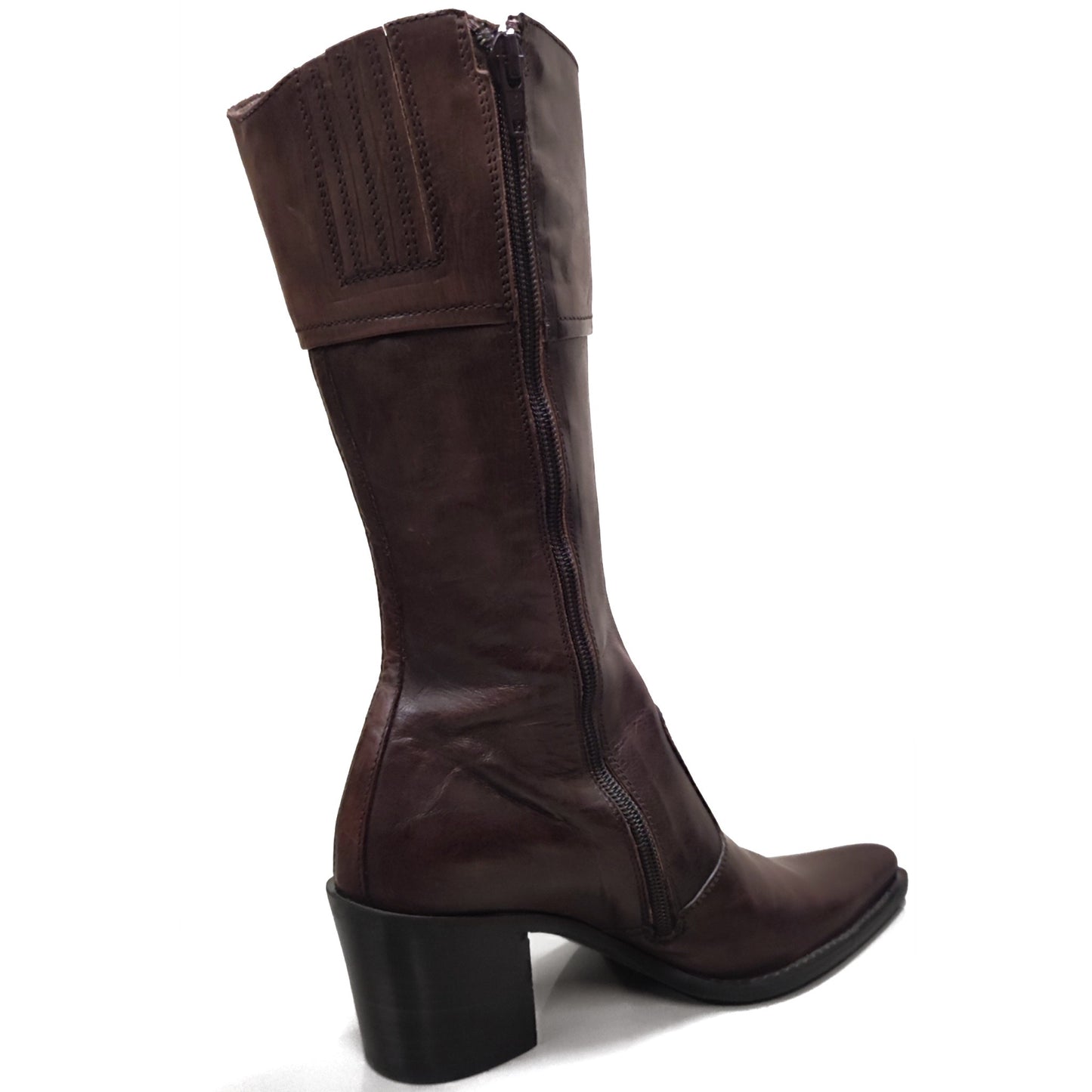 Stivali Texani Donna NeroGiardini 00972 - Vera Pelle, Marrone Testa di moro, Zip, Elastico - Numero 38 (EU)