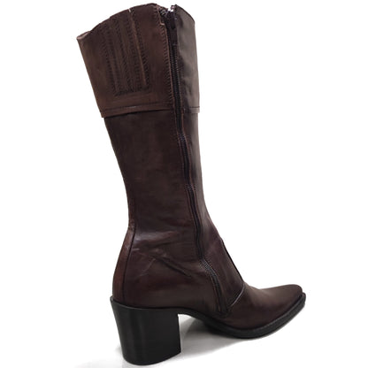Stivali Texani Donna NeroGiardini 00972 - Vera Pelle, Marrone Testa di moro, Zip, Elastico - Numero 38 (EU)