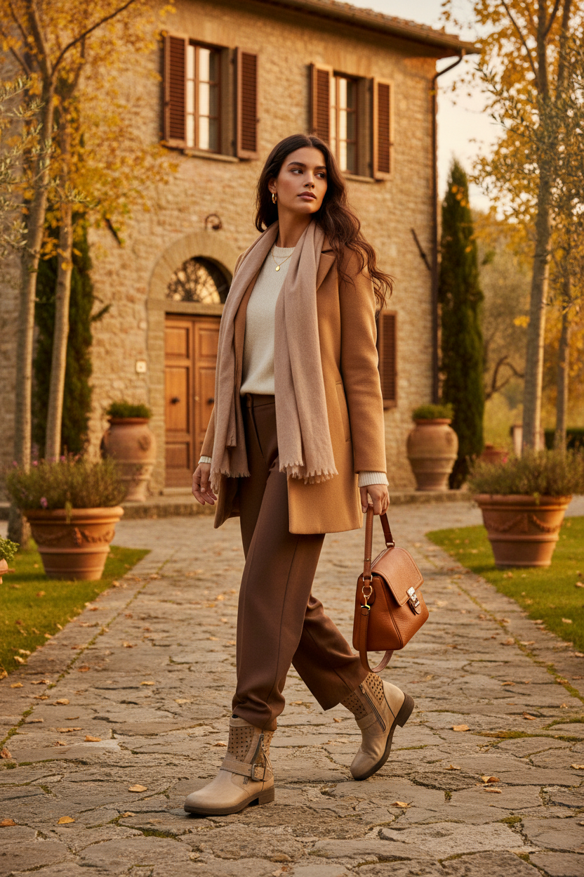 Stivaletti Donna Nero Giardini P409980D Vera Pelle Traforata Beige con Zip