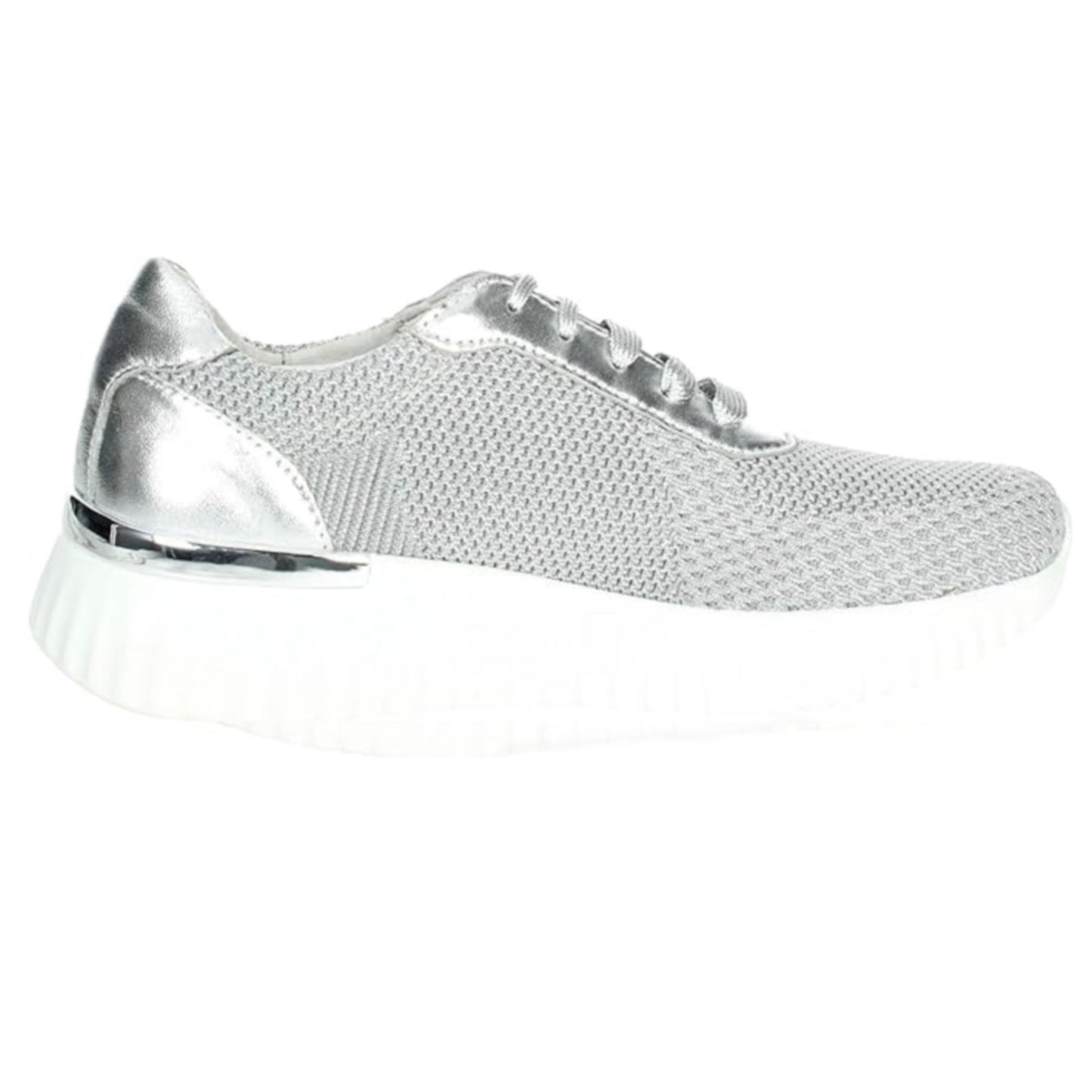 Cinzia Soft Sneakers Donna Grigio Argento Tessuto Platform Bianco Iv16553