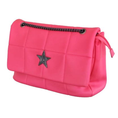 Borsa PhilFirenze Rosa Fucsia con Catena Regolabile, Bottone a Stella - 35x25x11 cm