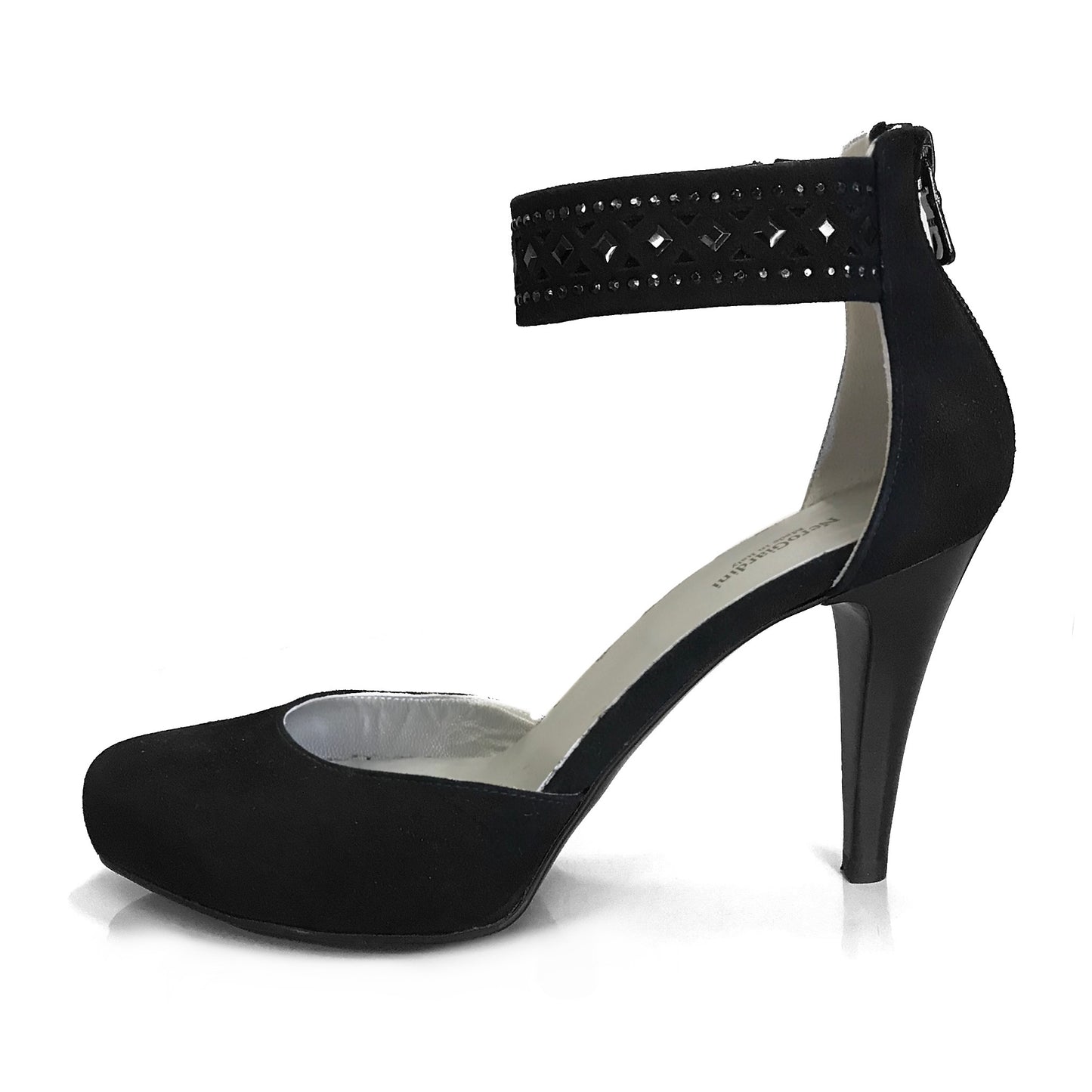 Scarpa con cinturino NeroGiardini P207511DE Vera Pelle di Camoscio, Nero, Tacco Alto con Plateau - Numero 38