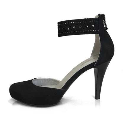 Scarpa con cinturino NeroGiardini P207511DE Vera Pelle di Camoscio, Nero, Tacco Alto con Plateau - Numero 38