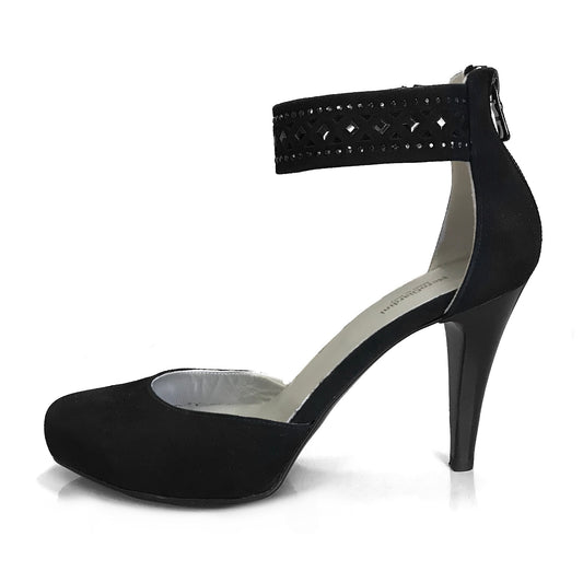 Scarpa con cinturino NeroGiardini P207511DE Vera Pelle di Camoscio, Nero, Tacco Alto con Plateau - Numero 38