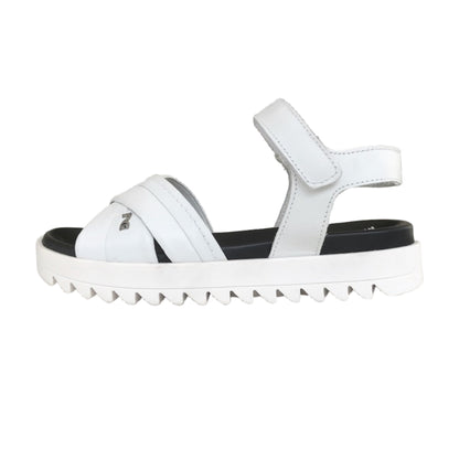 Sandali Ragazza e Donna in Vera Pelle, Bianco, Platform Sportivo in Gomma