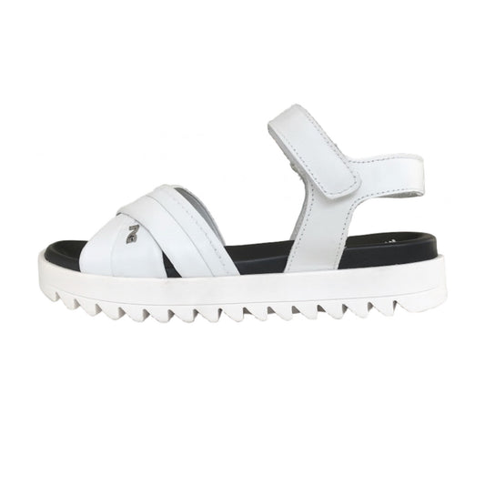 Sandali Ragazza e Donna in Vera Pelle, Bianco, Platform Sportivo in Gomma