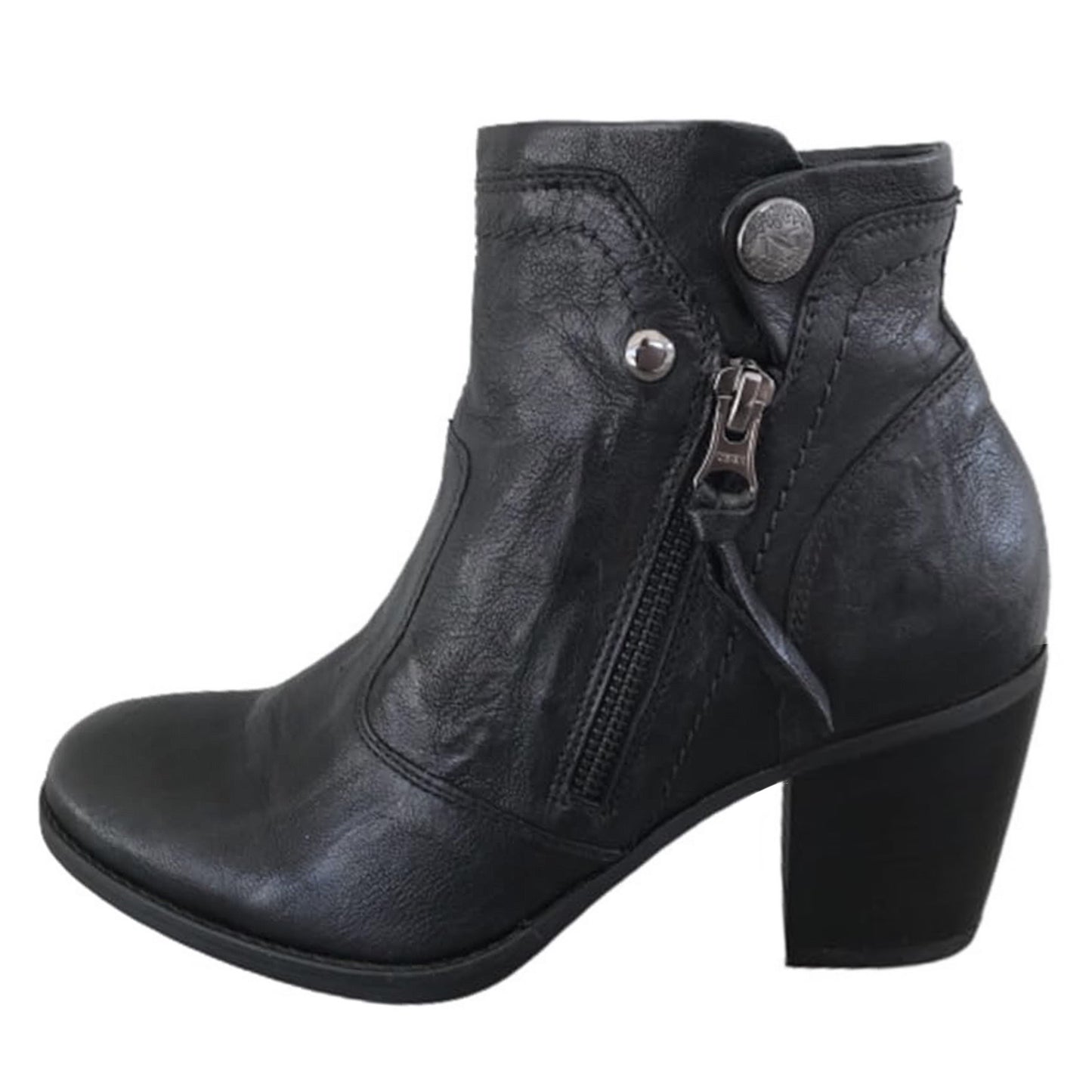 Stivaletti Neri Donna NeroGiardini A615980D - Tacco 6 cm, Vera Pelle, Cerniera Laterale - Numero 37