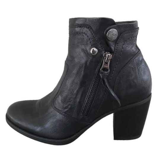 Stivaletti Neri Donna NeroGiardini A615980D - Tacco 6 cm, Vera Pelle, Cerniera Laterale - Numero 37