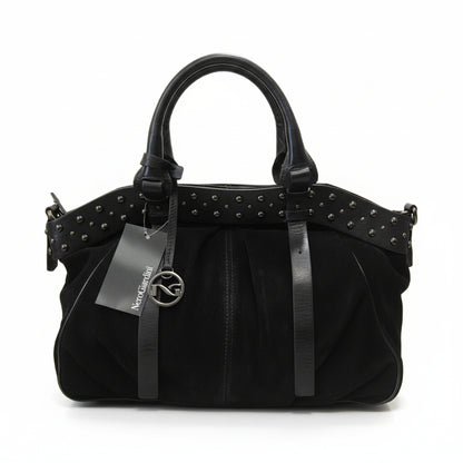 Borsa Donna NeroGiardini Vera Pelle Scamosciata Nero con borchie