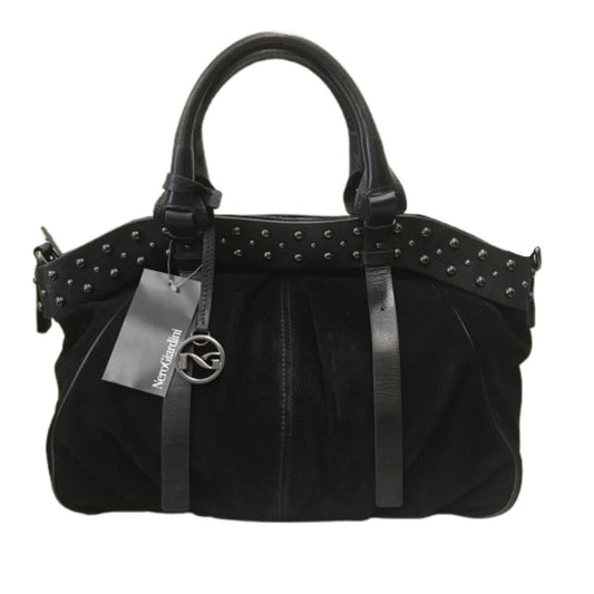 Borsa Donna NeroGiardini Vera Pelle Scamosciata Nero con borchie