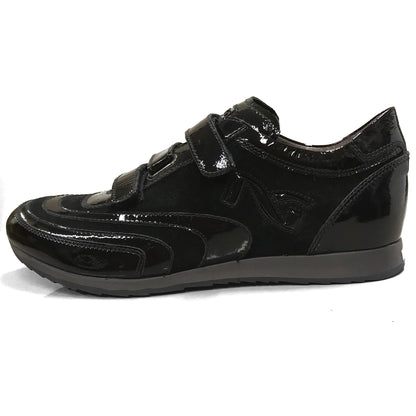 Sneakers scarpe con chiusura a strappo Uomo NeroGiardini A907919 in Vera Pelle scamosciata, Pelle in vernice - Colore Nero