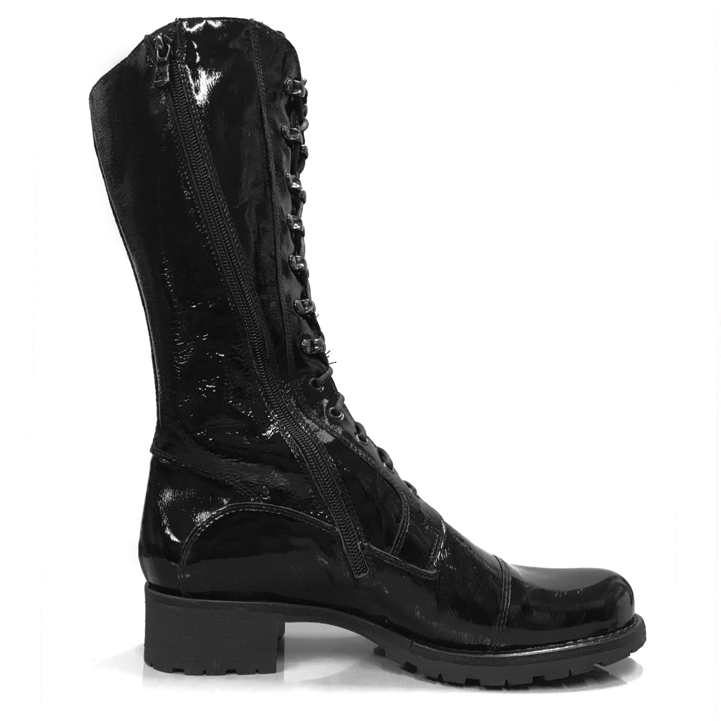 Stivali Anfibi Donna NeroGiardini 00523 Vera Pelle, Naplak in Vernice, Altezza a mezza gamba - Colore Nero