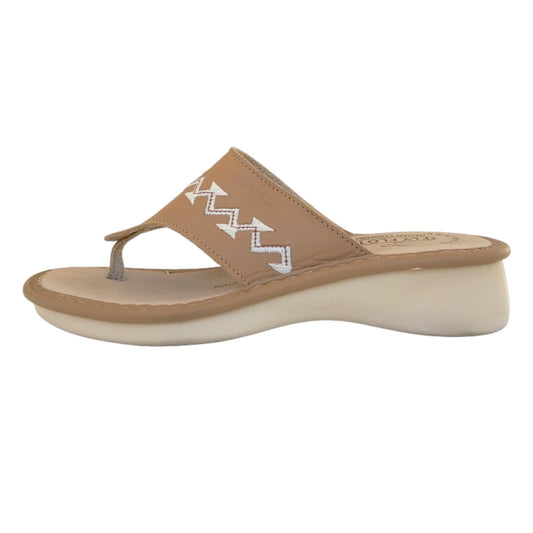 Ciabatte infradito FlyFlot Vera Pelle Beige ricamo Bianco