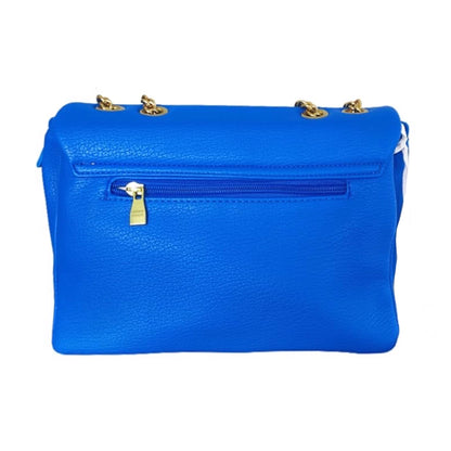 Borsa donna Enrico Coveri ecopelle blu con catena oro tracolla