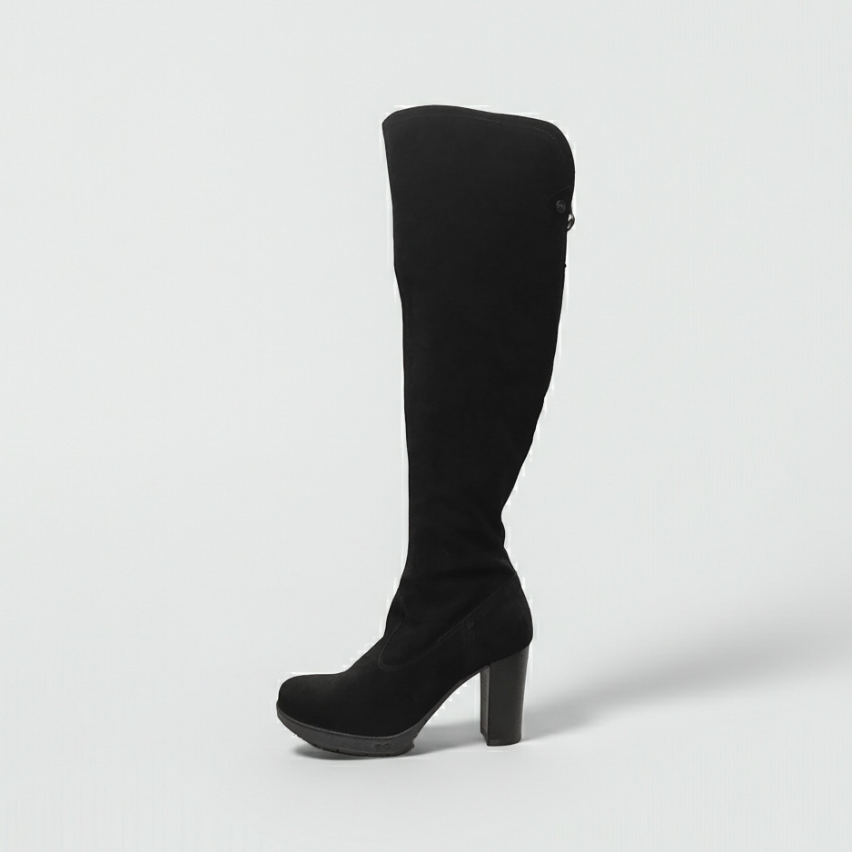 Stivali sopra al ginocchio Donna NeroGiardini A005206D - in Vera Pelle scamosciata, con plateau, cerniera zip, Tacco 9 cm, Nero