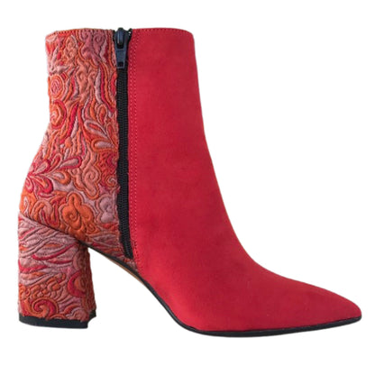 Stivaletto Rosso Donna Pregunta 9802 Vera Pelle scamosciata Tacco a blocco