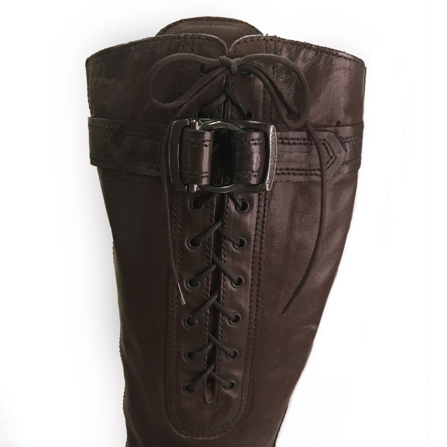 Stivali Donna NeroGiardini 00150 Vera Pelle, Tacco a blocco basso, Cerniera Zip, Elastico, Fibbia, Chiusura a strappo, Marrone Testa di Moro - Numero 39