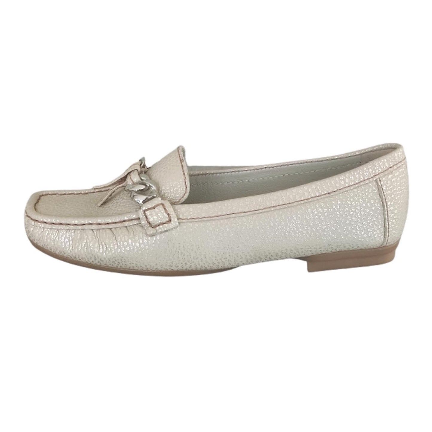 Mocassini Donna Comfort Vera Pelle Beige Platinato