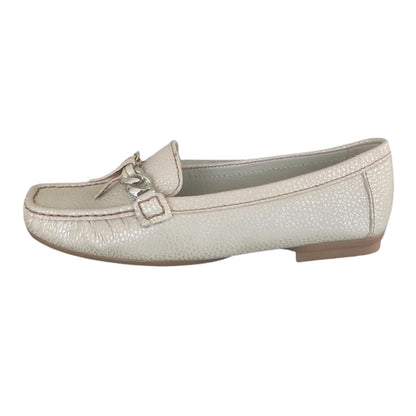 Mocassini Donna Comfort Vera Pelle Beige Platinato