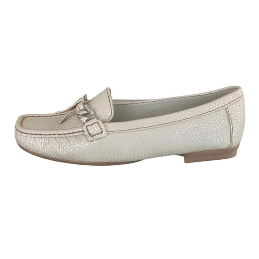 Mocassini Donna Comfort Vera Pelle Beige Platinato