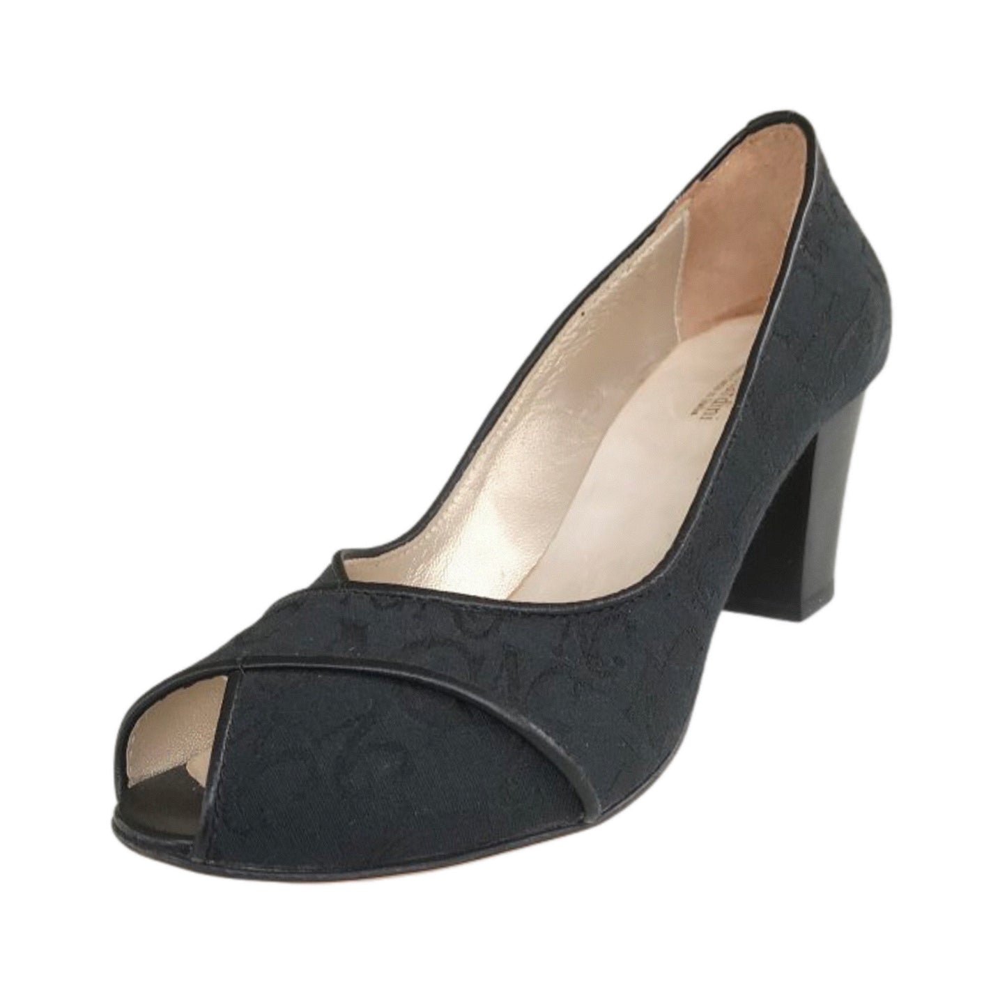 Décolleté spuntate NeroGiardini 00814 Tessuto Monogram, bordi Naplak, Nero