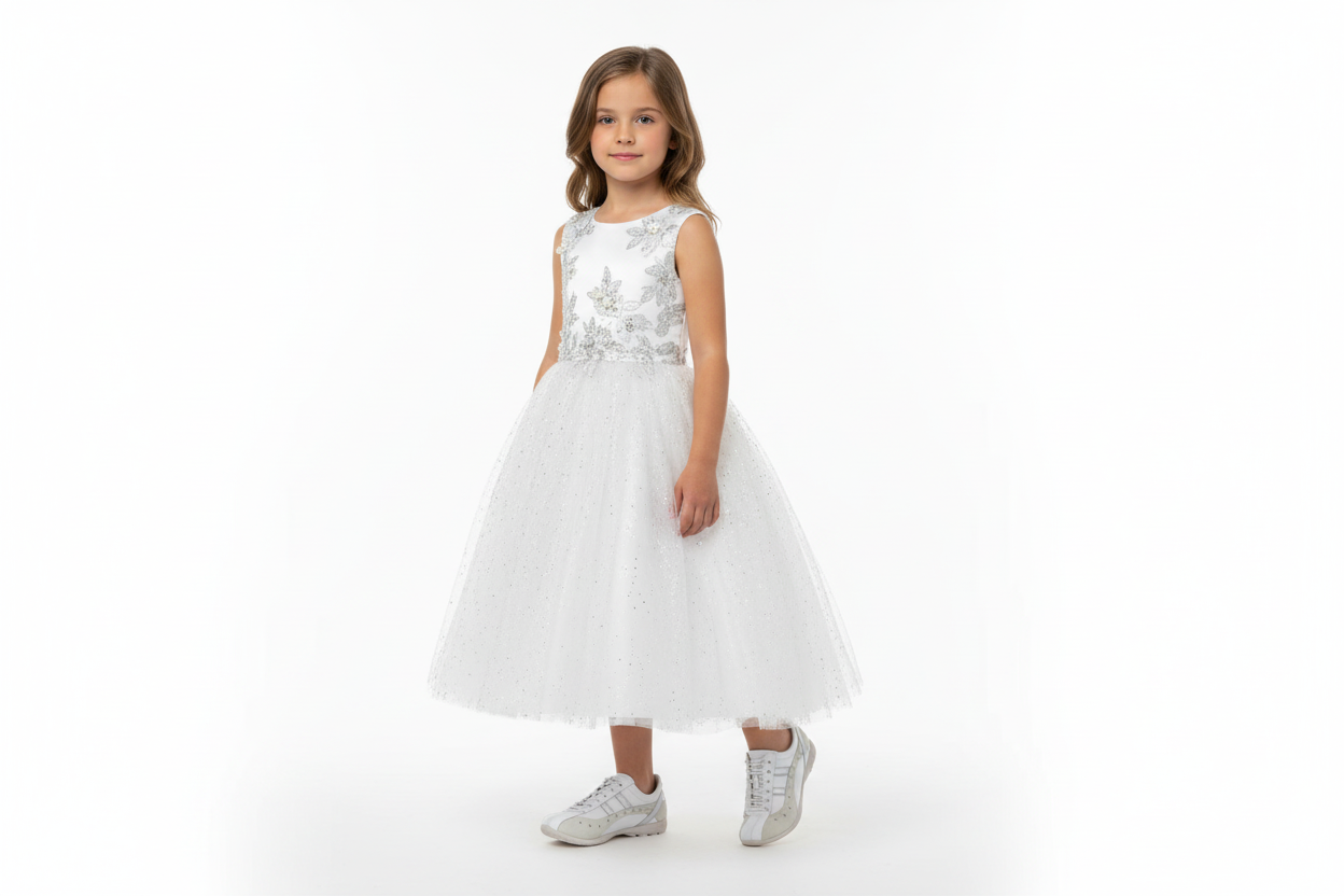 Sneakers Bambina Cricket Bambina Vera Pelle Bianco e Beige, Numero 35
