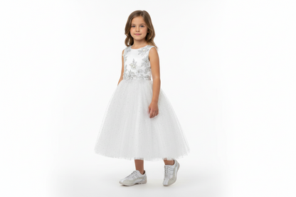 Sneakers Bambina Cricket Bambina Vera Pelle Bianco e Beige, Numero 35