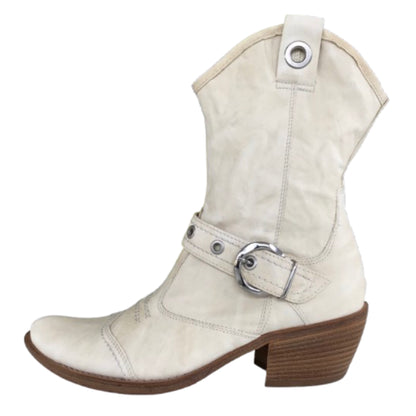 Stivaletti texani Donna NeroGiardini 00321 Vera Pelle Bianco Latte