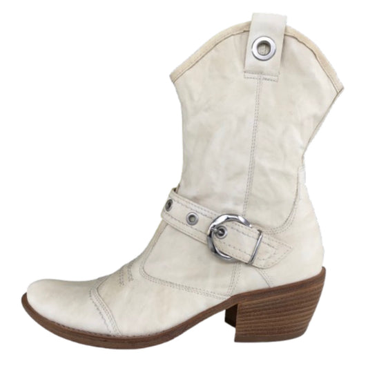 Stivaletti texani Donna NeroGiardini 00321 Vera Pelle Bianco Latte