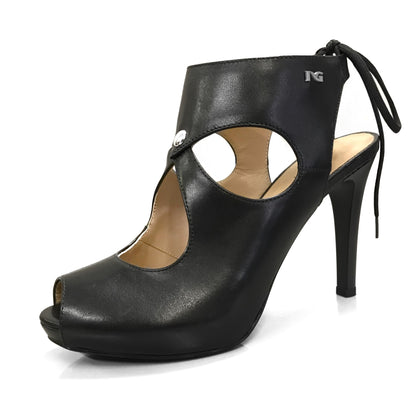 Scarpe Spuntate NeroGiardini P717371DE Vera Pelle, Tacco alto con Plateau, lacci, Colore Nero - Numero 36 (EU)