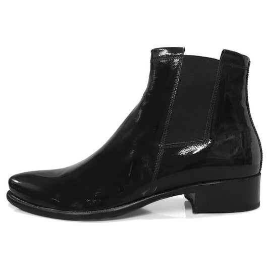 Stivaletti Chelsea Donna NeroGiardini 00565 - Vera pelle in Vernice, con elastico e zip, Nero