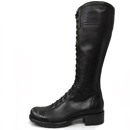 Stivali Anfibi Donna NeroGiardini A308541D Vera Pelle, Cerniera Zip, Lacci, Nero - Numero 38