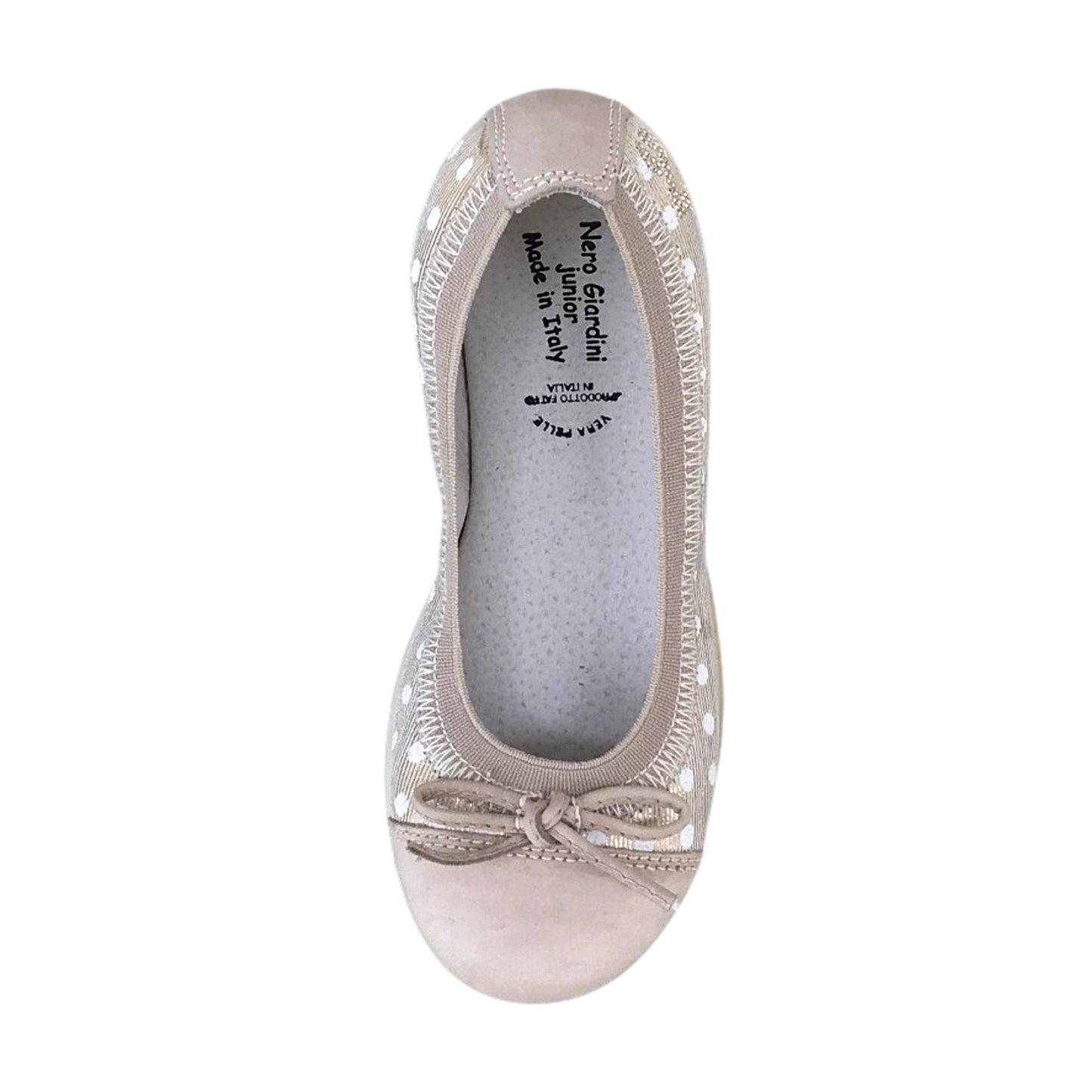 Ballerine Bambina NeroGiardini P631221F Beige Oro a pois bianchi Vera Pelle