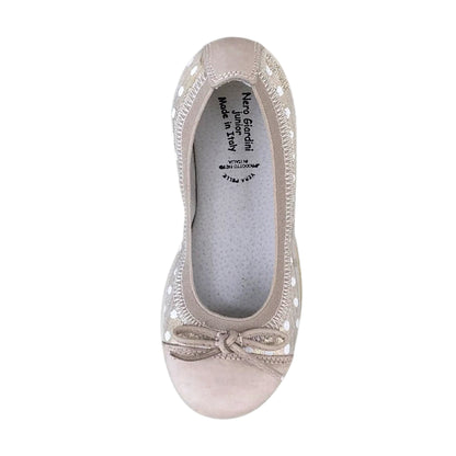 Ballerine Bambina NeroGiardini P631221F Beige Oro a pois bianchi Vera Pelle