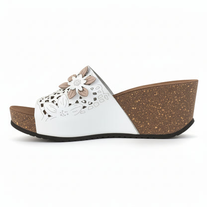 Ciabatta con zeppa Donna PREGUNTA 753-6915 Fascia Nabuk Bianco Panna
