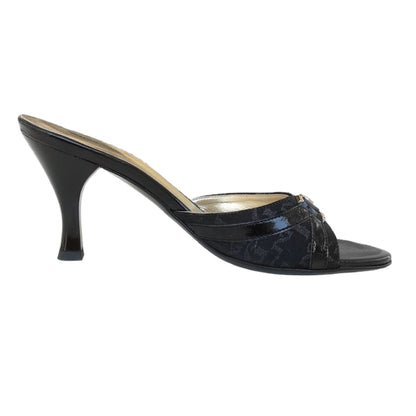 Ciabatte Eleganti NeroGiardini Vera Pelle in vernice e Tessuto Monogram - Nero