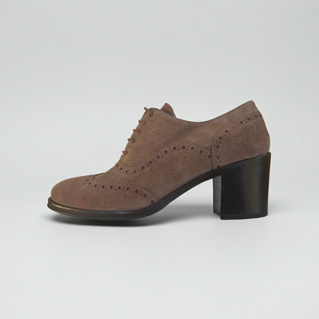 Scarpe Francesine Donna NeroGiardini A005420D - Tacco a blocco, Pelle Scamosciata, Verdegris Tortora