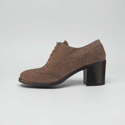 Scarpe Francesine Donna NeroGiardini A005420D - Tacco a blocco, Pelle Scamosciata, Verdegris Tortora