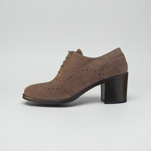 Scarpe Francesine Donna NeroGiardini A005420D - Tacco a blocco, Pelle Scamosciata, Verdegris Tortora