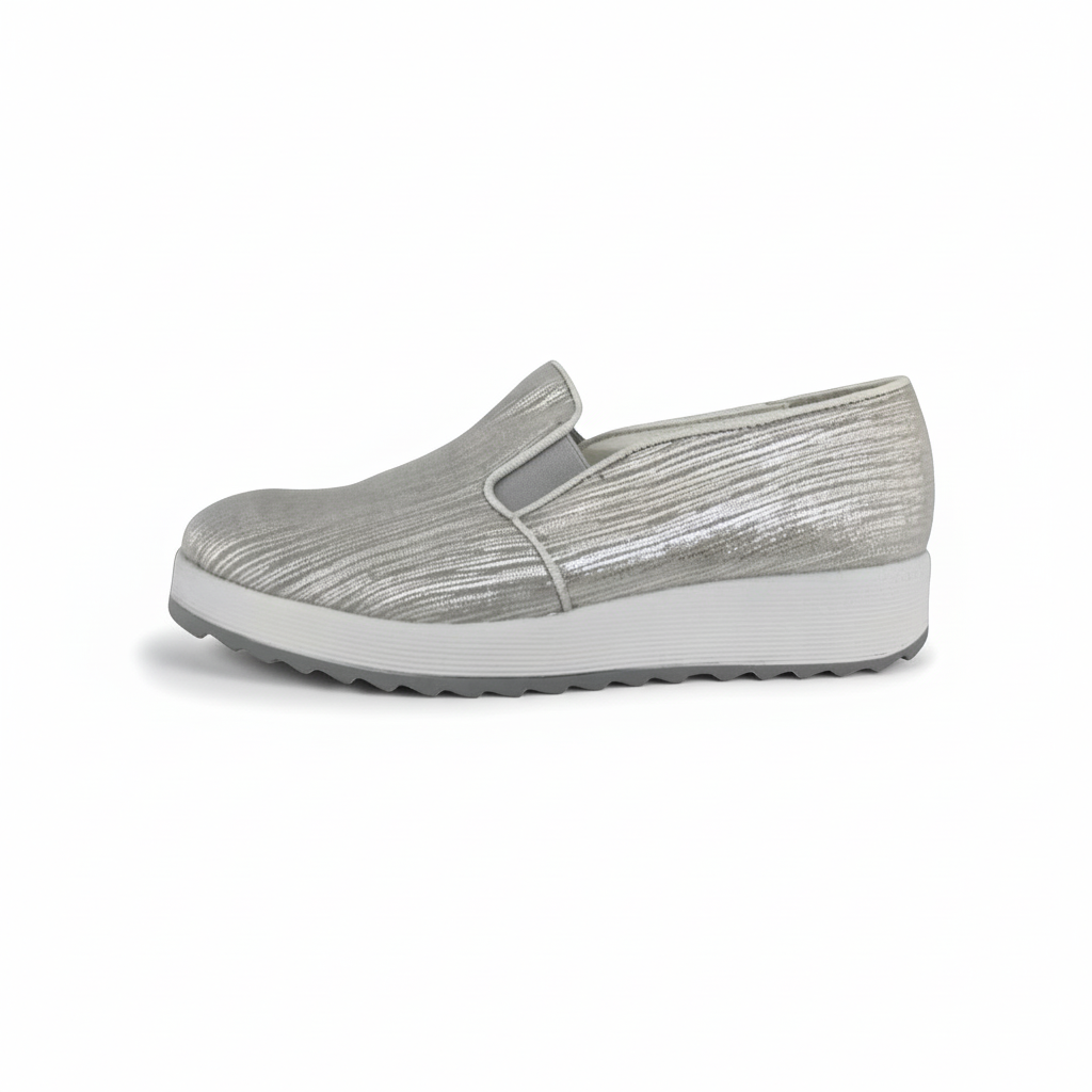 Sneakers Donna Cinzia Soft 25581 Argento con Elastici Laterali - 39 (EU)