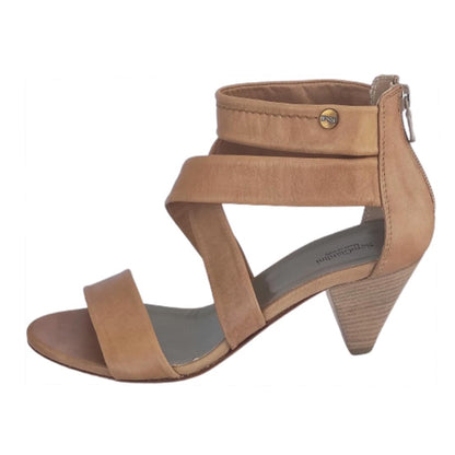 Sandali Donna NeroGiardini P106210D in Vera Pelle Cuoio Tacco a cono