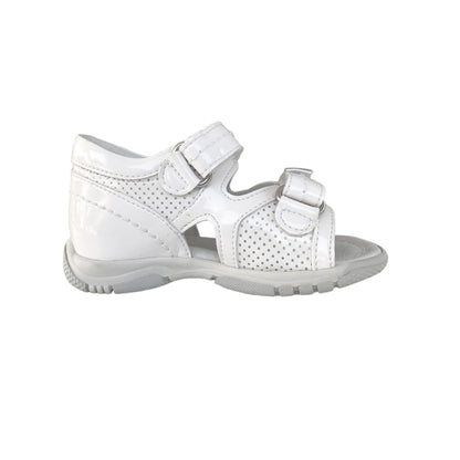 Sandali da Bambina NeroGiardini P420480F in Vera Pelle Naplak, Bianco con Fiocchi Argento