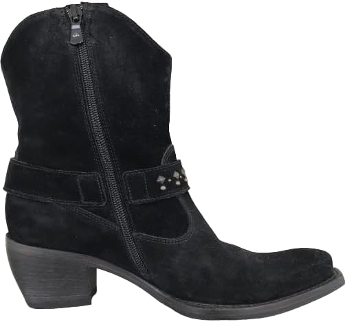 Stivaletti Texani Donna NeroGiardini in Camoscio Nero con borchie, Tacco 5 cm, Cerniera Laterale - Art. A005350D