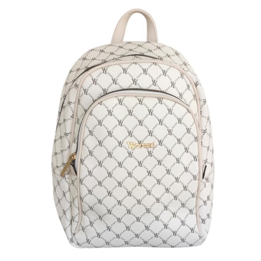 Generico Zainetto donna ecopelle bianco panna e beige con doppia zip fronte e una zip antifurto retro zaino per scuola università lavoro ufficio viaggio YouYoungCoveri