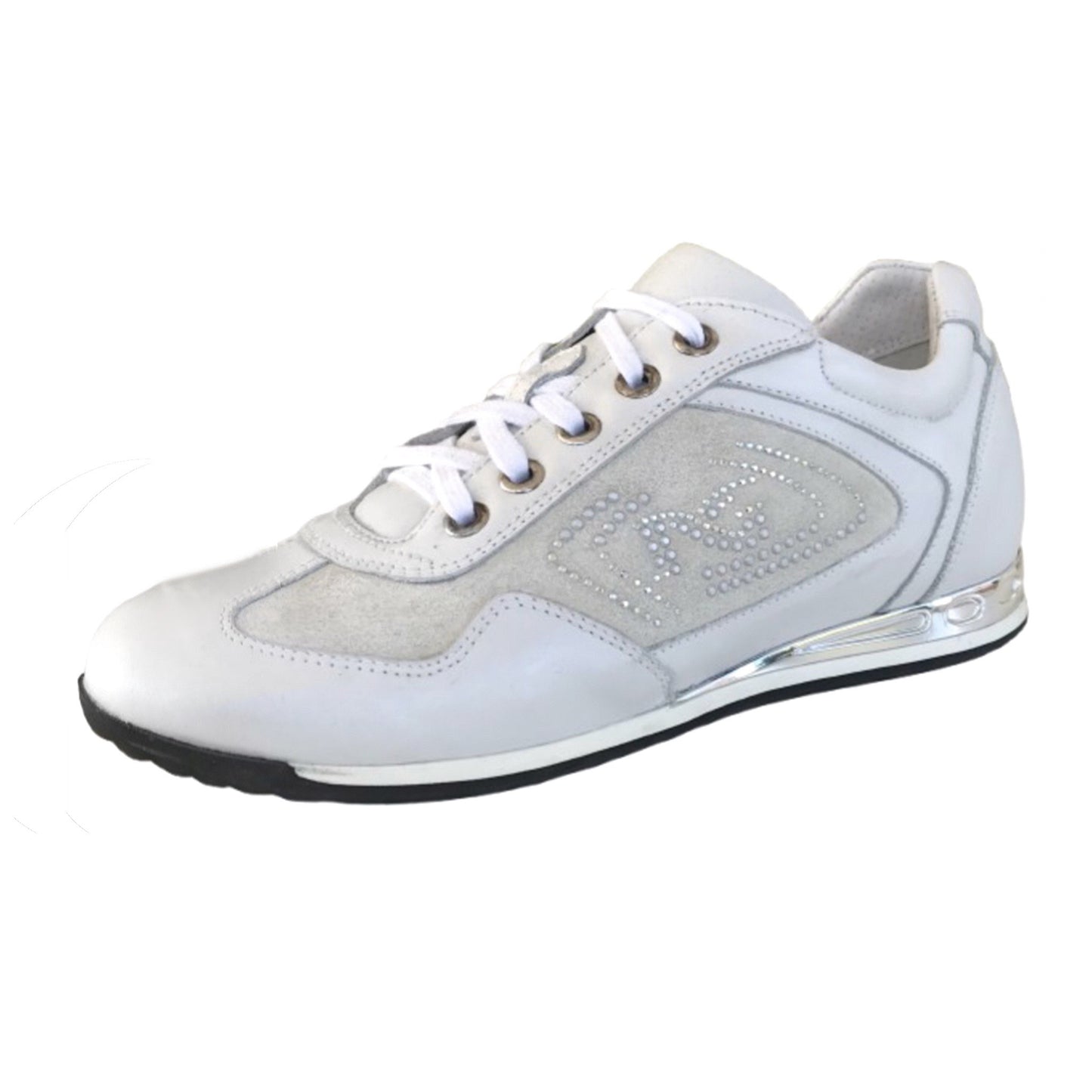 Sneakers Donna NeroGiardini P308452D Vera Pelle Bianco con fondo specchiato
