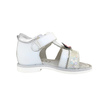 Sandali Bambina, Nero Giardini, P621570F, Vera Pelle, Bianco, Applicazione Farfalla, Paillettes