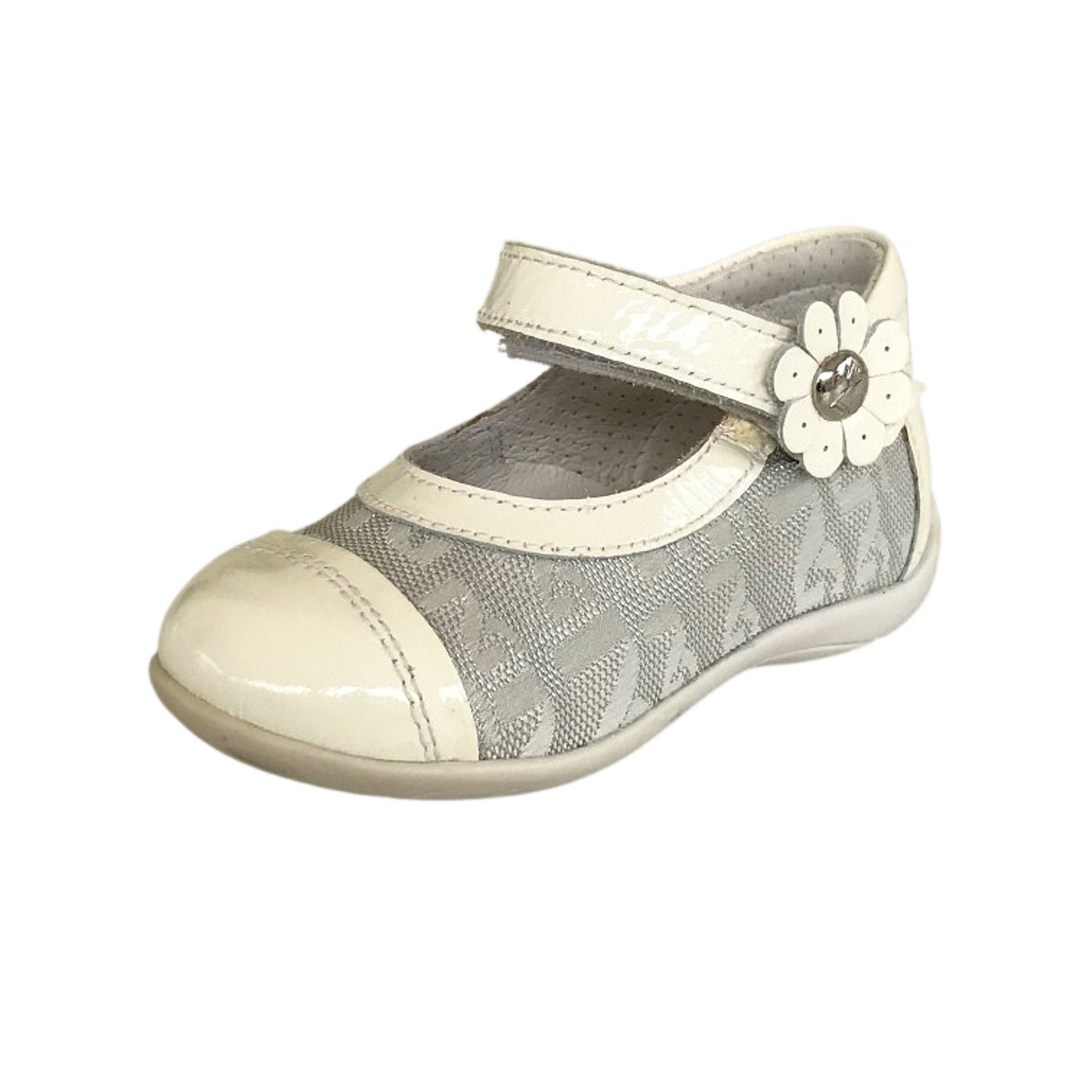 Scarpe Bambina NeroGiardini P022055 Primi Passi Naplak Bianco Latte e Argento