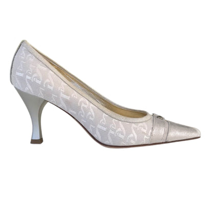 Scarpe a punta Platino Oro NeroGiardini 00402 Vera Pelle e Tessuto Monogram