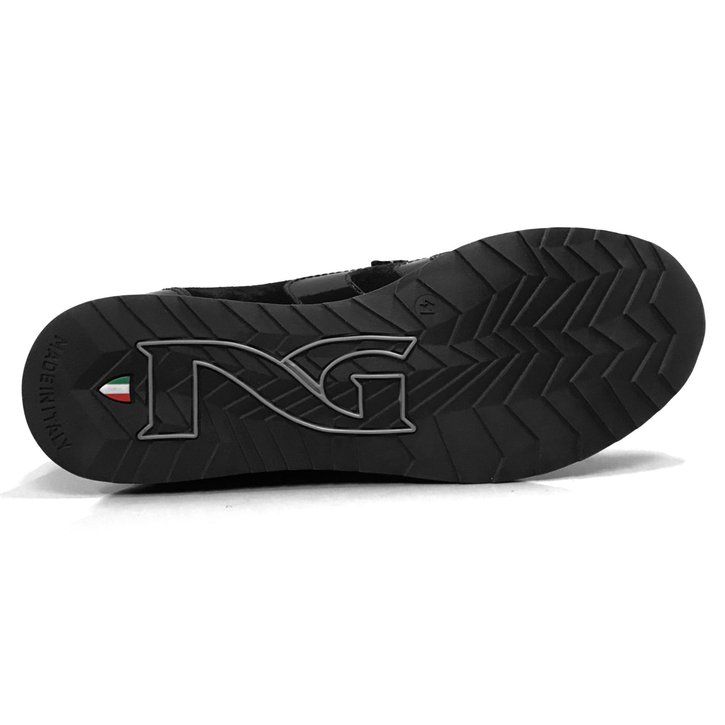 Sneakers A907919 in Vera Pelle Naplak, Pelle Scamosciata, chiusura triplo strappo, Nero 40/41x2/42/43
